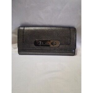 Coach Swagger Slim Envelope Wallet Metallic Pebbled Leather Turn Lock Hardware